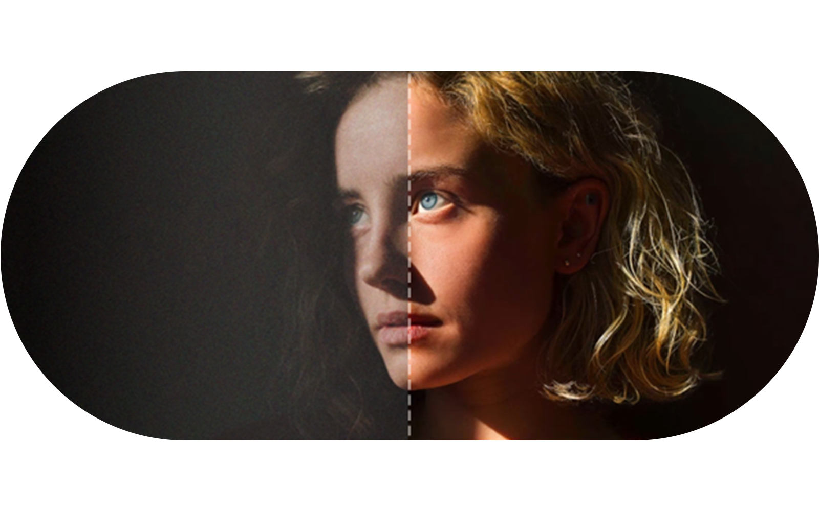 Het gezicht van een vrouw geprojecteerd op de LG OLED evo TV met AI Upscaling omvat het opschalen van 2K- of 4K-inhoud naar 8K